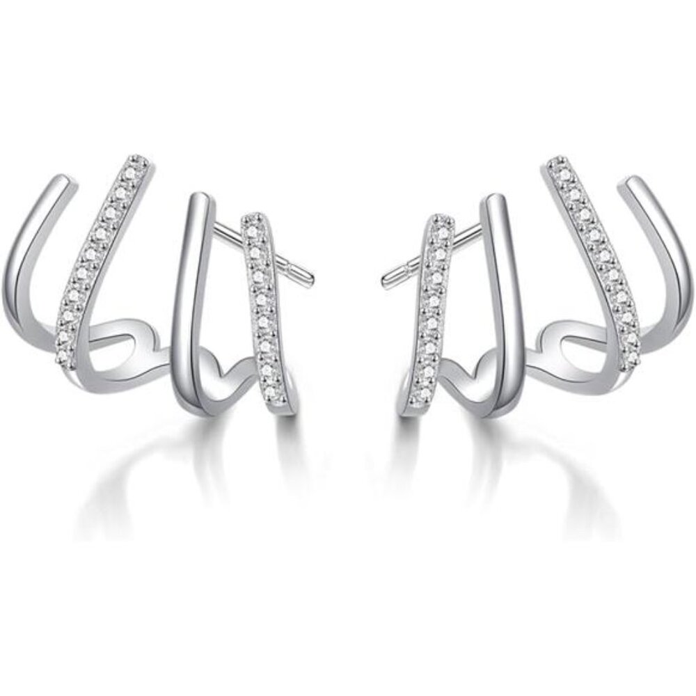 Solid 925 Sterling Silver Half Hoop Earrings Wrap… - image 8